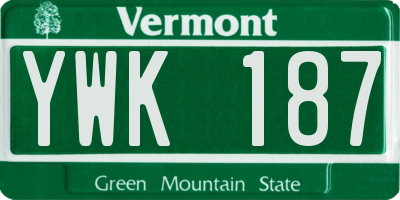VT license plate YWK187