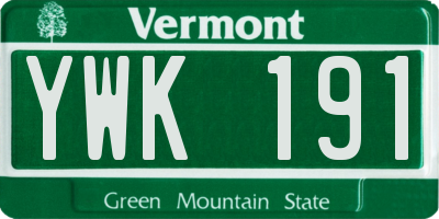 VT license plate YWK191