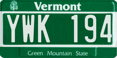 VT license plate YWK194