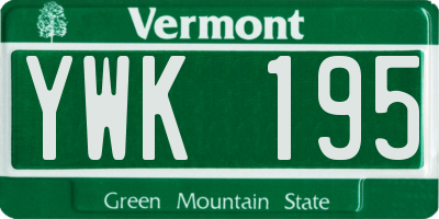 VT license plate YWK195