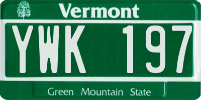 VT license plate YWK197