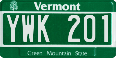 VT license plate YWK201