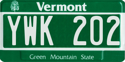 VT license plate YWK202