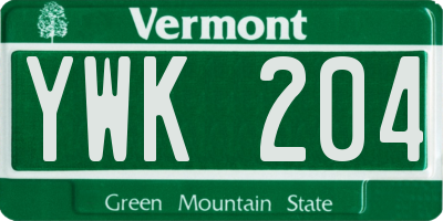 VT license plate YWK204