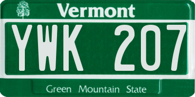 VT license plate YWK207