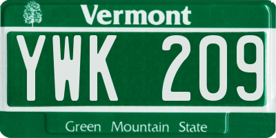 VT license plate YWK209