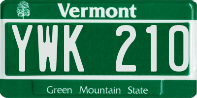 VT license plate YWK210