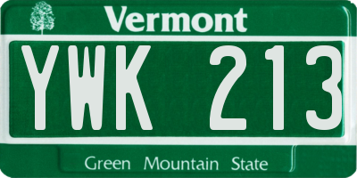 VT license plate YWK213
