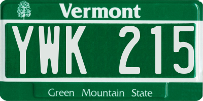 VT license plate YWK215