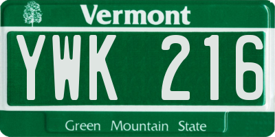 VT license plate YWK216