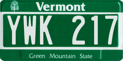 VT license plate YWK217