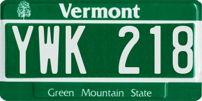 VT license plate YWK218