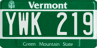 VT license plate YWK219
