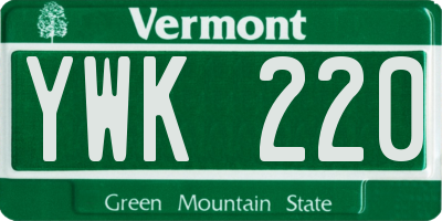 VT license plate YWK220