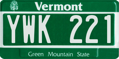 VT license plate YWK221
