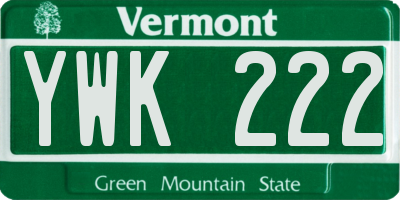 VT license plate YWK222