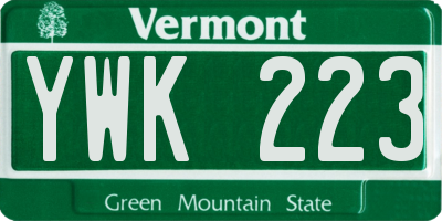 VT license plate YWK223