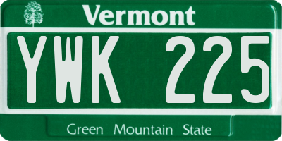 VT license plate YWK225