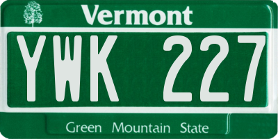 VT license plate YWK227