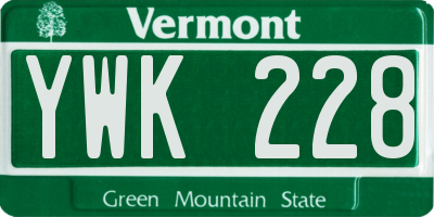 VT license plate YWK228