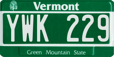 VT license plate YWK229