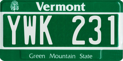 VT license plate YWK231