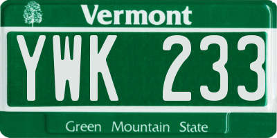 VT license plate YWK233