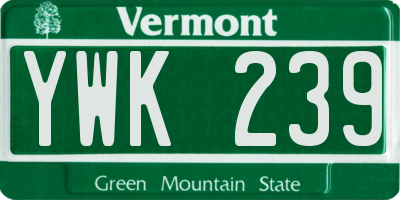 VT license plate YWK239