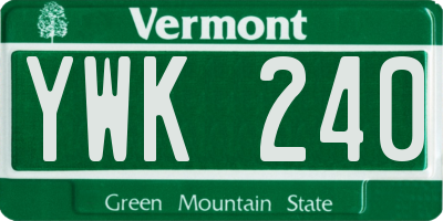 VT license plate YWK240