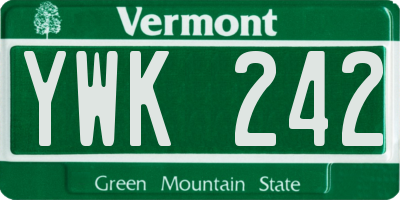 VT license plate YWK242