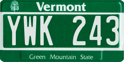 VT license plate YWK243