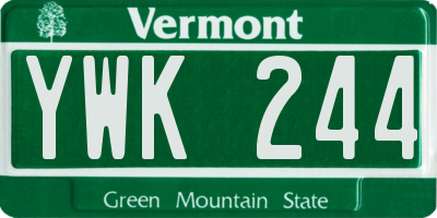 VT license plate YWK244
