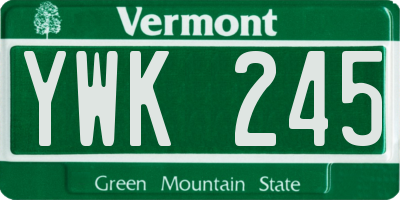 VT license plate YWK245