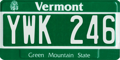 VT license plate YWK246