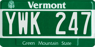 VT license plate YWK247