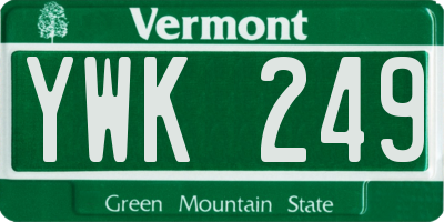 VT license plate YWK249