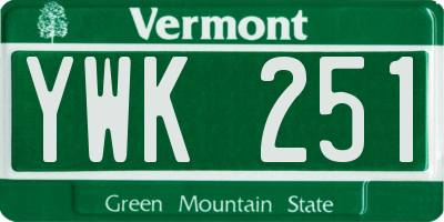 VT license plate YWK251