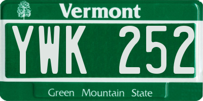VT license plate YWK252