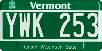 VT license plate YWK253