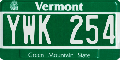 VT license plate YWK254