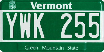 VT license plate YWK255