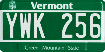 VT license plate YWK256
