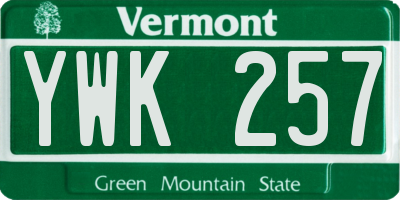 VT license plate YWK257