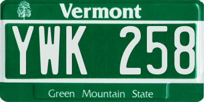 VT license plate YWK258