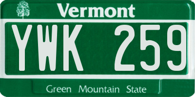 VT license plate YWK259