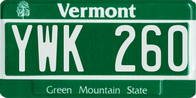 VT license plate YWK260