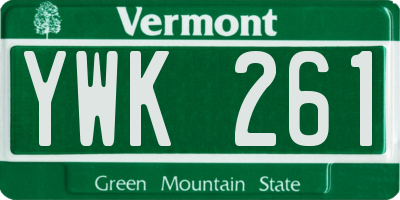 VT license plate YWK261