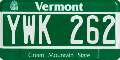 VT license plate YWK262