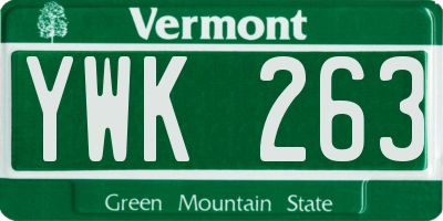 VT license plate YWK263