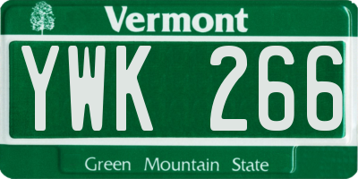 VT license plate YWK266